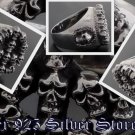 925 SILVER CROSS SUPER SKULL BIKER KING RING sz 9