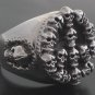 925 SILVER CROSS SUPER SKULL BIKER KING RING sz 9