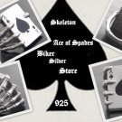 925 SILVER SKELETON ACE CARD DECK CLAW BIKER KING ROCKSTAR CHOPPER RING sz US 11