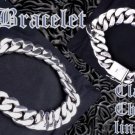 925 STERLING FANCY SMOOTH CHAIN BIKER ROCKER KING LOWRIDER SILVER BRACELET 9"