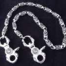925 Sterling Silver Crown Skull Clasp Biker Chopper King Lowrider Walletchain