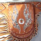 TRIBAL FLAME BROWN CALF LEATHER LADIES HIPSTER CHOPPER BIKER MONEY PUNK BELT