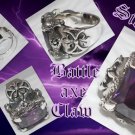 KING CLAW FANG 925 STERLING SILVER BATTLE AXE GEM ROCK STAR BIKER RING sz 13.25