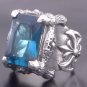 KING CLAW FANG 925 STERLING SILVER BATTLE AXE GEM ROCK STAR BIKER RING sz 11.5