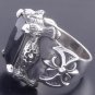 KING CLAW FANG 925 STERLING SILVER BATTLE AXE GEM ROCK STAR BIKER RING sz 10.5
