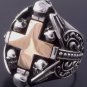925 Silver Tribal Skull Cross Heart King Biker Chopper Rock Star Ring US sz 11