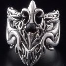 925 SILVER DRAGON FLEUR CROSS GEM CHOPPER ROCKSTAR RING US SZ 7 TO 15