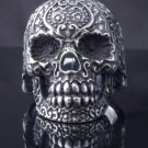 STAINLESS STEEL AMAZING TRIBAL FLOWER SKULL CHOPPER ROCK STAR RING US SZ 9