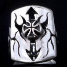 925 SILVER IRON CROSS TRIBAL ARROW BIKER CHOPPER CRUSADER RING US sz 7 to 15