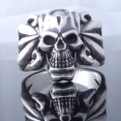 925 STERLING SILVER TRIBAL SKULL BONE BIKE RIDER CHOPPER RING US SZ 7 TO 15