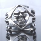 925 STERLING SILVER TRIBAL SKULL MOTORCYCLE RIDER CHOPPER RING US SZ 7 TO 15