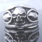 925 STERLING SILVER TRIBAL SKULL RIVETS CHOPPER KING RING US SZ 7 TO 15