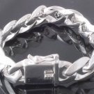 925 SILVER PLATED SMOOTH LINK BIKER LADIES MEN'S BRACELET 8.5"