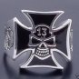 LUCKY 13 IRON CROSS 925 STERLING SILVER BIKER CHOPPER OUTLAW RING US SZ 11