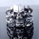MIRROR SKULL TRIPLE BONE 925 STERLING SILVER LORD OF THE KING RING US SZ 7 TO 15