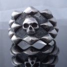 SKULL RIVET SHAPE 925 STERLING SILVER LIVE TO RIDE BIKER RING US SZ 7 TO 15