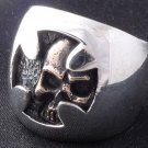 HIDDEN SKULL MALTESE CROSS BIKER 925 STERLING SILVER RING US SZ 7 TO 15