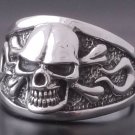 925 Sterling Silver Skull Bone flame Biker Chopper King Ring US SZ 7 TO 15