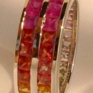 4.5CT Natural Sapphire Multi Color 2MM 14K Whitegold Ring US sz 6.5