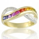 0.8CT NATURAL RAINBOW SAPPHIRE 14K WG / YG / DIAMOND .06 RING US SZ 7