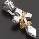 925 STERLING SILVER GOTHIC CROSS CHAIN TRIBAL TATTOO BIKER PENDANT