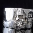 925 SILVER PLATED BIKER HALF SKULL CHOPPER KING RING US sz 10