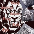TIGER SABER TOOTH 925 STERLING SILVER RED GEMSTONE EYE BIKER RING US sz 9