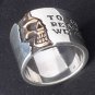 CUSTOM 925 STERLING SILVER SOLID HALF SKULL BAND BIKER CHOPPER RING US SZ 11.5