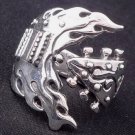 925 STERLING SILVER GUITAR ROCKBAND OUTLAW PUNK RING US sz 11