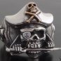925 SILVER MACHETE PIRATE SKULL GEM MOTORCYCLE RIDER RING US sz 12