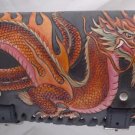 Carved DRAGON Motorcycle Calf Leather Live To Ride Rockstar Fron Fork Tool Bag