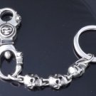 925 STERLING SILVER SKULL CLASP OUTLAW CHOPPER BIKER KEYRING 5.75"