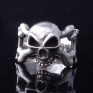 925 STERLING SILVER MALTESE CROSS SKULL BONE CHOPPER BIKER RING us sz 7 to 15