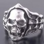 925 Silver Skull Bone Live To Ride Rockstar  Ring US sz 9.5
