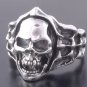 925 Silver Skull Bone Biker Chopper King Ring US sz 8.5