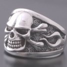 925 Silver Skull Bone Flame Biker Rumble Biker US sz 8.5