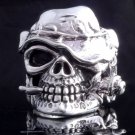925 Sterling Silver Skull Hat Flowr Chopper Outlaw Ring us sz 7 to 15