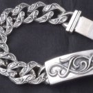 TATTOO ROCKER SOLID STERLING SILVER OUTLAW MOTORCYLCE RIDER CHOPPER BRACELET 8"
