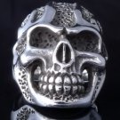 925 STERLING SILVER SKULL FLAME CHOPPER RING US sz 14