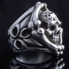 925 STERLING SILVER TRIBAL SKULL BONE SPIDER CHOPPER RING US sz 12