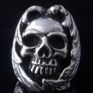 925 STERLING SILVER ENCRUSTED SKULL CHOPPER RING US sz 10