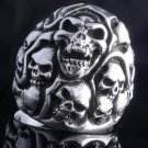 925 STERLING SILVER MULTI SKULLS YARD LOWRIDER RING US sz 13.5 NEW