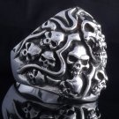 925 STERLING SILVER MULTI SKULLS YARD ROCKSTAR RING US sz 12.5 NEW