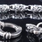 925 STERLING SILVER TRIBAL BARREL LINK LOWRIDER CHOPPER BRACELET 7" TO 9"