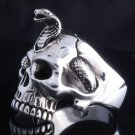 925 STERLING SILVER SKULL JAW COBRA CHOPPER KING RING US sz 12