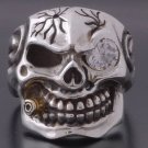 925 Silver 3D Skull Cigar Biker Pirate Motorcycle Rider  us sz 7 to 15