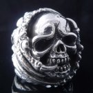 AMAZING 925 SILVER ENCRUSTED OUTLAW SKULL LOWRIDER KING RING US sz 11