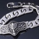 STAINLESS STEE TRIBAL ALIEN SKULL MOTORBIKE RIDER BRACELET 8.5"