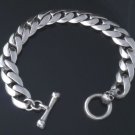 CUSTOM 925 SILVER SMOOTH LINK SKULL CLASP LIVE TO RIDE CHOPPER BRACELET 7" TO 9"