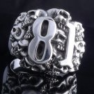 925 STERLING SILVER SKULL YARD NUMBER 81 ROCKSTAR RING US sz 12.5
